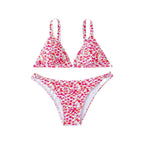 Damen Triangel-Bikini mit floralem Design und schmalen Trägern