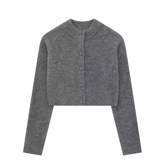 Damen cropped Strickjacke mit eleganten Knopfdetails R&B