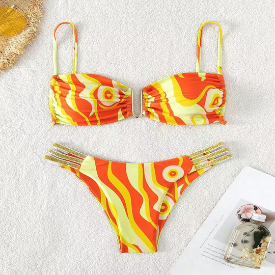Damen Triangel-Bikini mit elegantem Raffungseffekt und modischen Akzenten R&B