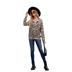 Damen modisches Oberteil mit Leopardenmuster und modernem Kragen R&B