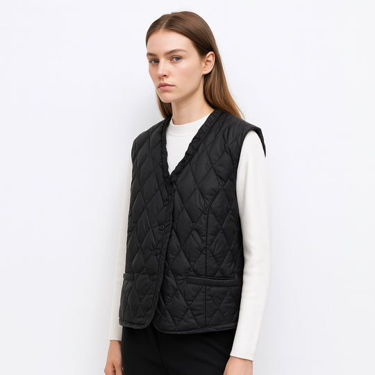 Damen gesteppte Weste mit asymmetrischem Schnitt R&B