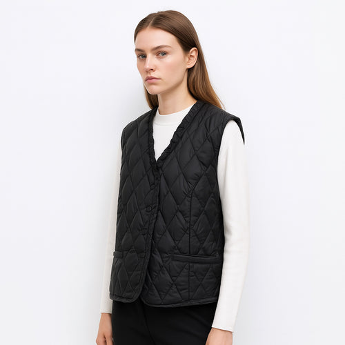 Damen gesteppte Weste mit asymmetrischem Schnitt R&B