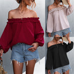 Damen Bluse mit off-shoulder Design und Rüschendetail R&B