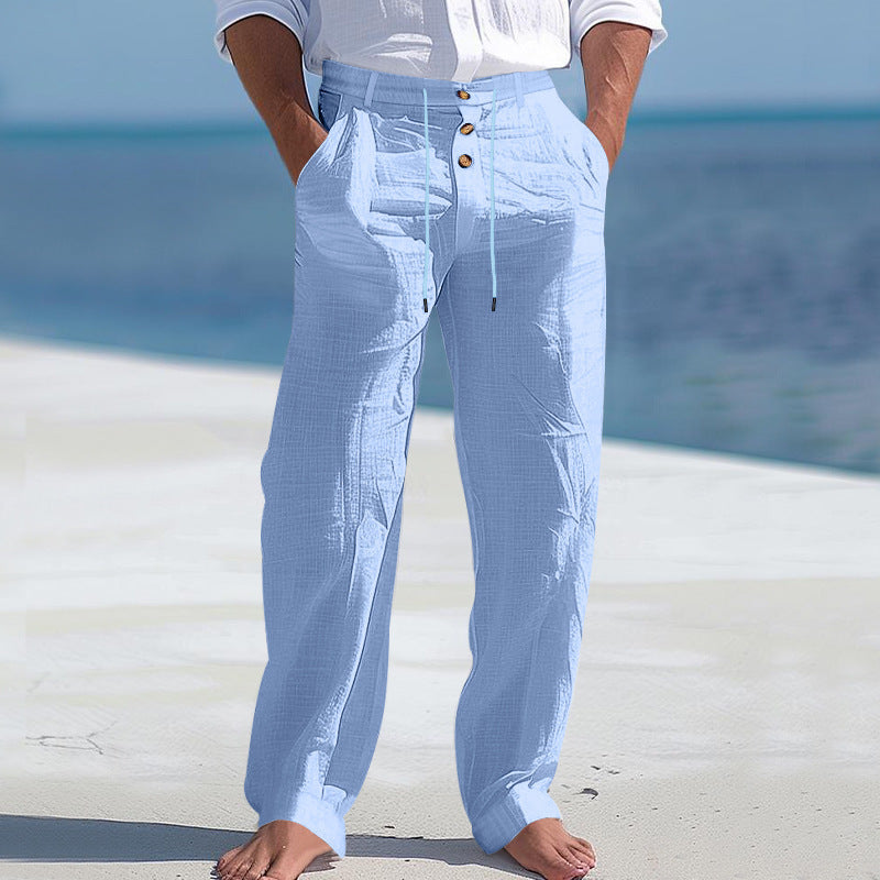 Herren lässige Hose mit hohem Bund und bequemen Taschen R&B