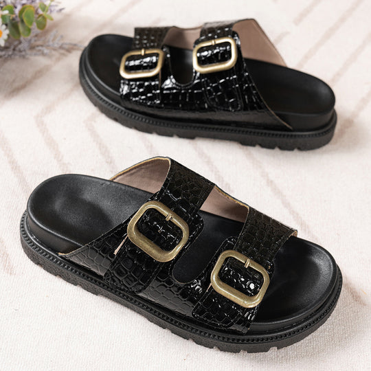 Damen Komfortable Sandalen mit modischen Schnallenapplikationen R&B