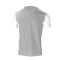 Herren Kurzarm-Hemd mit modischem Henley-Kragen und Kontrastärmel R&B