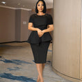 Damen Elegantes Peplum-Kleid mit Spitzenoberteil R&B