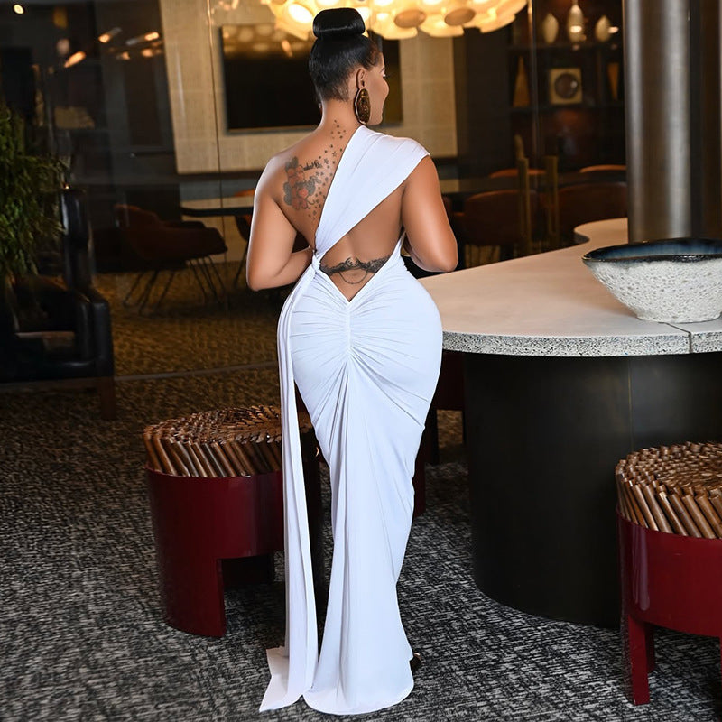 Damen Elegantes One-Shoulder Maxikleid R&B