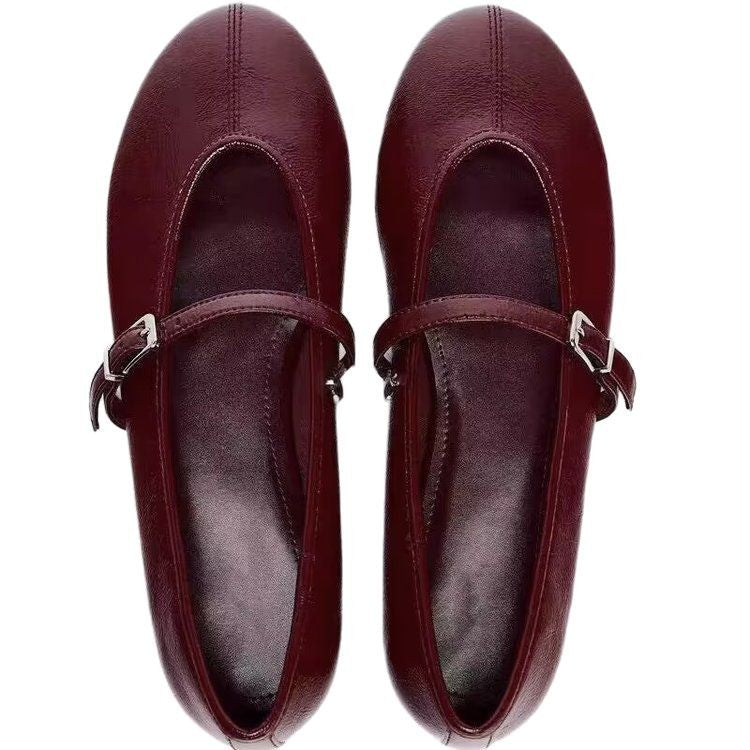 Damen Ballerinas mit verstellbarem Riemen und glänzendem Obermaterial R&B
