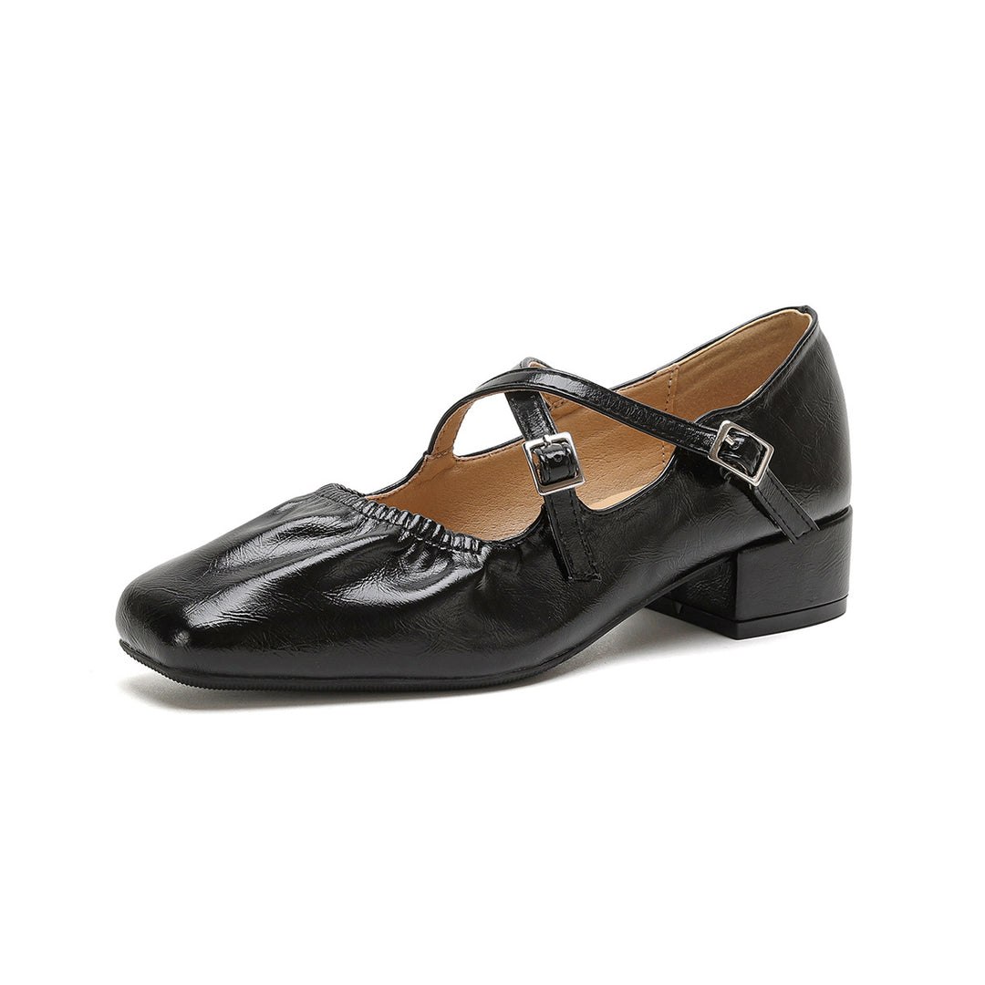 Damen Elegante Ballerinas mit verstellbarem Riemchen und komfortablem Blockabsatz R&B
