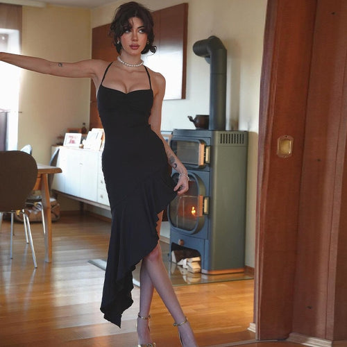 Damen Elegantes Maxikleid mit hohem Schlitz und offenem Rücken R&B