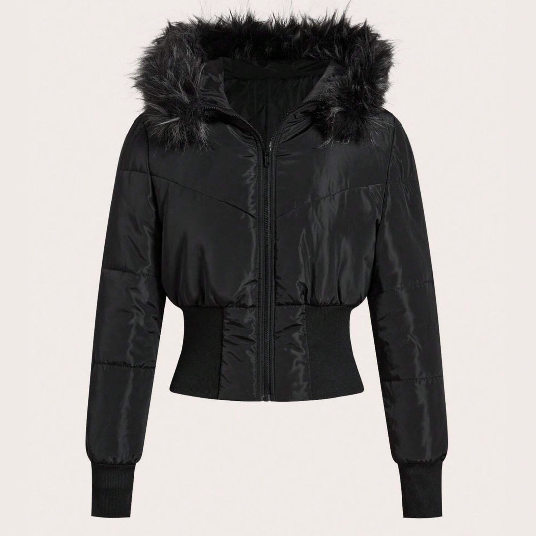 Damen kuschelige Kapuzenjacke mit abnehmbarem Kunstfell R&B