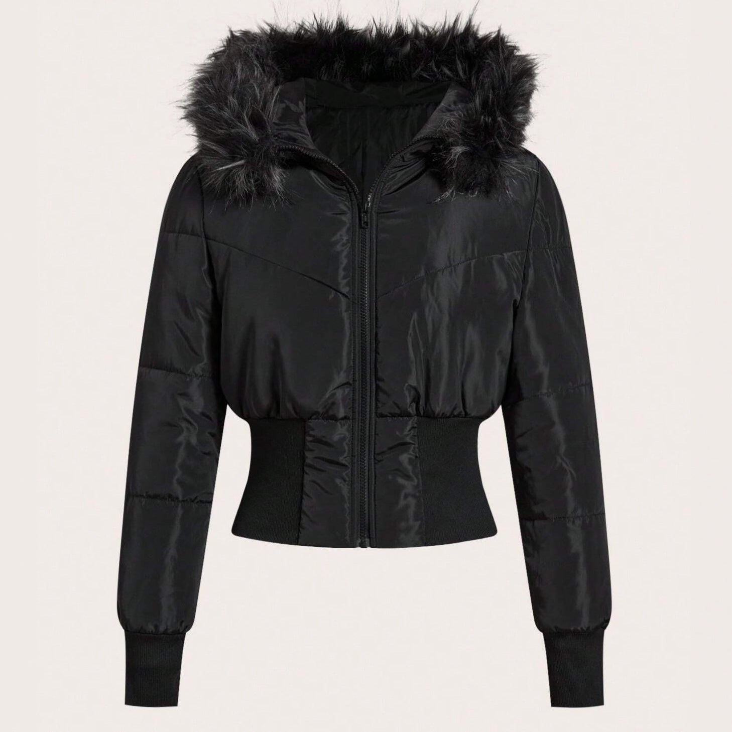 Damen kuschelige Kapuzenjacke mit abnehmbarem Kunstfell R&B