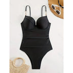 Damen eleganter Einteiler Badeanzug mit verstellbaren Trägern und hochwertigem Bügel R&B