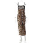 Damen Elegantes und verführerisches Leopardenspitzenkleid R&B