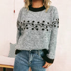 Damen Strickpullover mit floralem Muster und weichem Material R&B