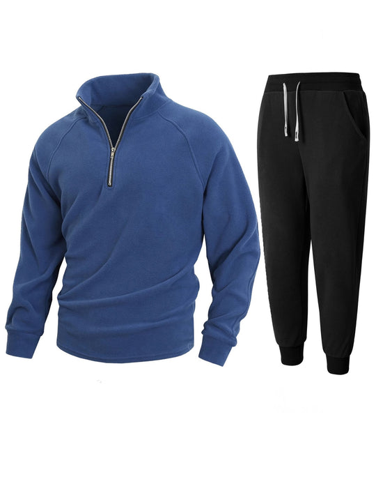 Herren Fleece-Relaxanzug mit halblangem Reißverschluss R&B