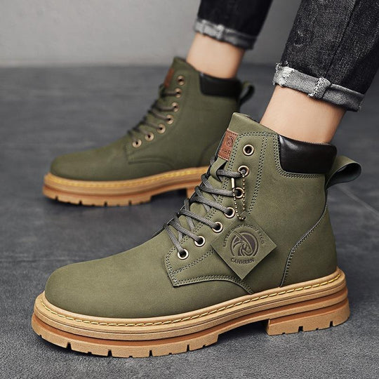 Damen Lederstiefeletten mit robustem Profil und Schnürung R&B