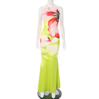 Damen Langarm Maxikleid mit floralem Design R&B