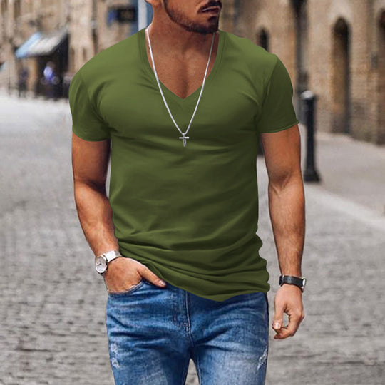 Herren lässiges V-Ausschnitt T-Shirt R&B