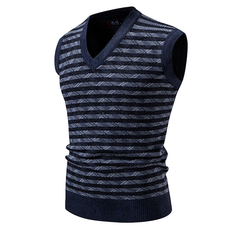 Herren ärmellose Strickjacke mit modernem Zopfmuster R&B