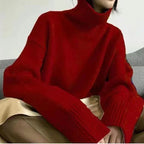 Damen gemütlicher Rollkragenpullover aus feinem Strick R&B