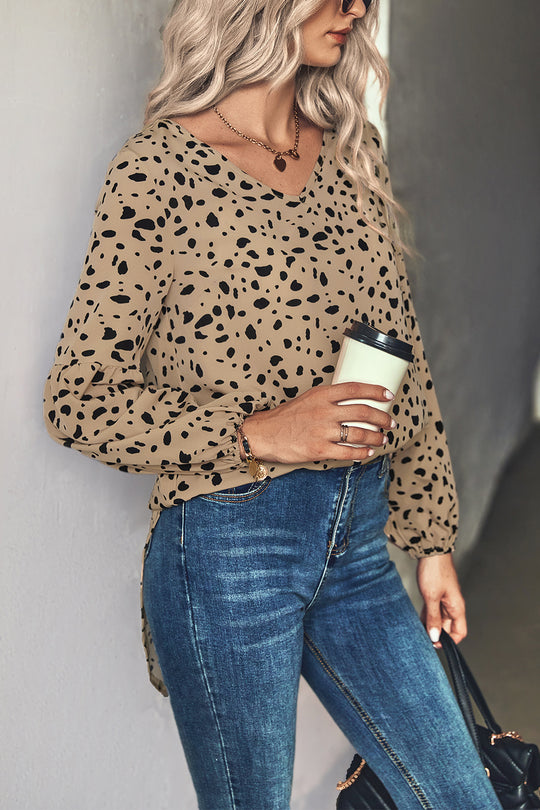 Damen Elegante Bluse mit Rüschenärmeln und modernem Punktmuster R&B