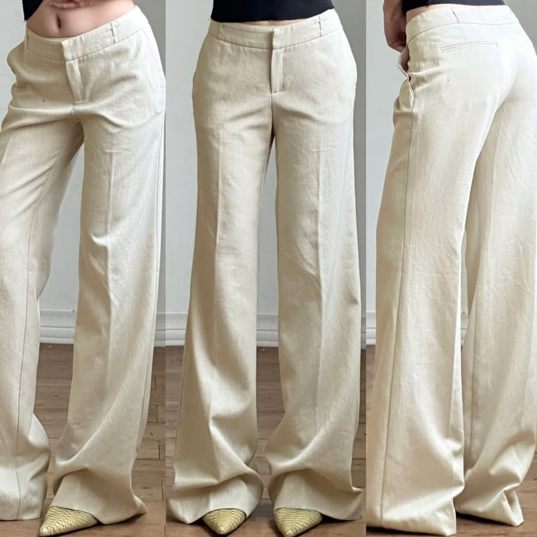 Damen weite Business-Hose mit hohem Bund und eleganten Taschen R&B
