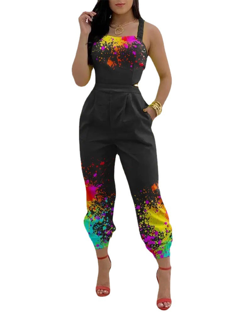 Damen eleganter Jumpsuit mit detailverliR&Btem Blättermotiv R&B