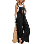 Damen Lässiger Jumpsuit mit weitem Bein und verstellbaren Trägern R&B