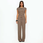 Damen Kurzarm Oberteil im Streifenlook mit Knopfdetails R&B