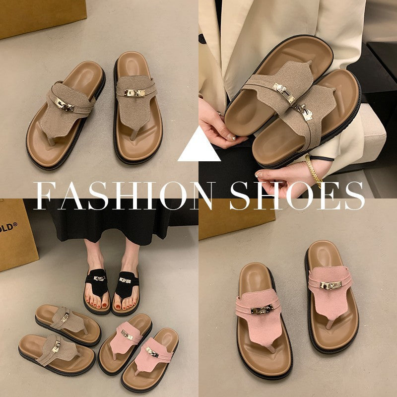 Damen modische Flip-Flops mit elegantem Riemendesign EB