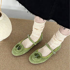 Damen Ballerina-Schlüpfschuhe mit floralem Design und verstellbarem Riemchen R&B