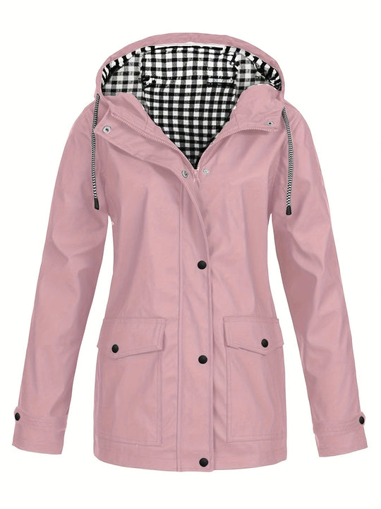 Damen modische Regenjacke mit kontrastierendem Innenfutter und praktischen Taschen R&B