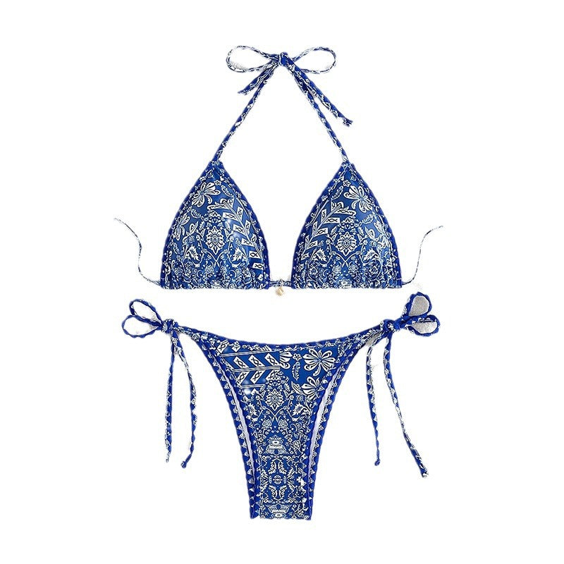 Damen Triangel-Bikini mit verstellbaren BindR&Bändern und floralem Print R&B