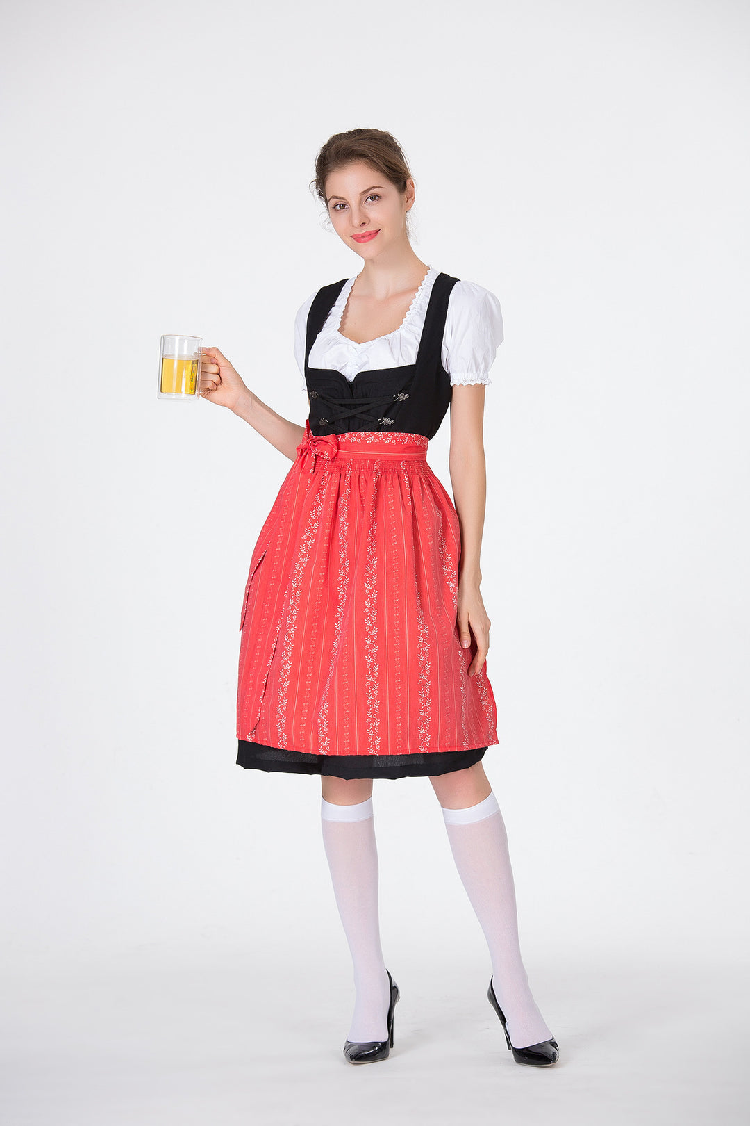 Damen Trachtenkleid mit eleganter Schürze und verspielten Rüschenkanten R&B