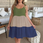 Damen luftiges Sommerkleid mit mehrfarbigen Rüschen und verstellbaren Trägern R&B