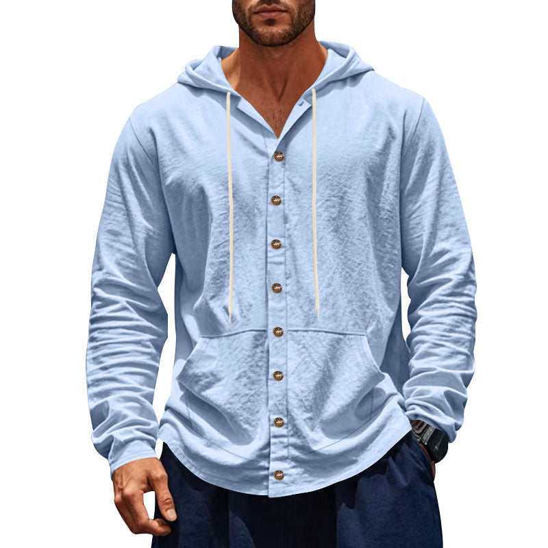 Herren Kapuzenjacke mit Knopfleiste und praktischen Taschen R&B