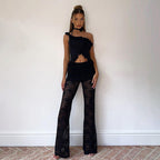Damen Spitzentransparentes Hosen Set R&B