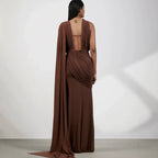 Damen bodenlanges Wickelkleid mit raffinierten Drapierungsdetails und elegantem V-Ausschnitt R&B