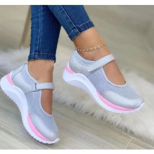 Damen Freizeit-Sneaker mit atmungsaktiver Mesh-Oberfläche und verstellbarem Riemen