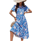 Damen Maxikleid mit floralem Design und voluminösem Rock R&B