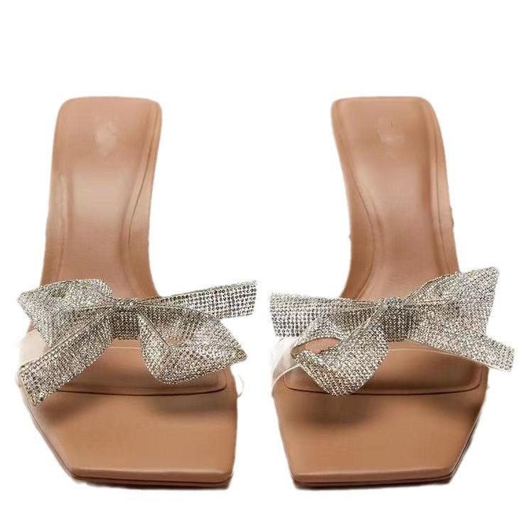 Damen elegante Riemchen-Sandaletten mit funkelndem Schleifen-Detail R&B