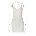 Damen Funkelndes Minikleid mit schmalem Schnitt und Halterdesign R&B