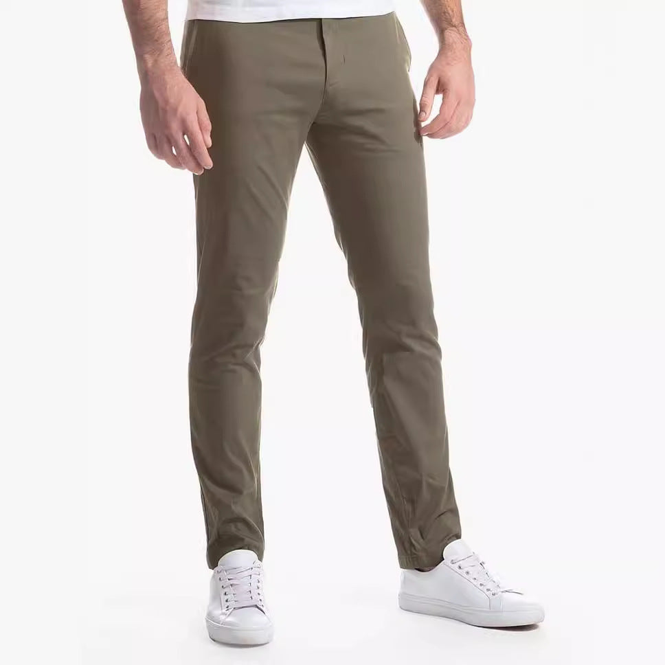 Herren elegante Chinohose mit elastischem Bund und schmalem Schnitt