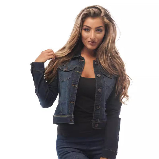 Damen klassische Denim-Jacke im modischen Schnitt mit Knopfdetails R&B