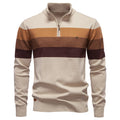 Herren Strickpullover mit modischem Stehkragen und feinen Streifen
