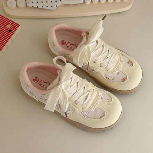 Damen Modische Sneaker mit floralen Akzenten und luxuriösem Spitzen-Design R&B