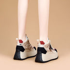 Damen Sportliche High-Top Sneakers mit Blockabsatz und einzigartigem Design R&B