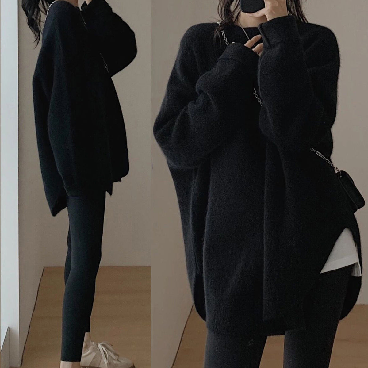 Damen Oversized Strickpullover mit lässigem Schnitt und voluminösen Ärmeln R&B